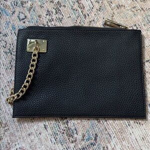 Black Grain Clutch with Gold Chain